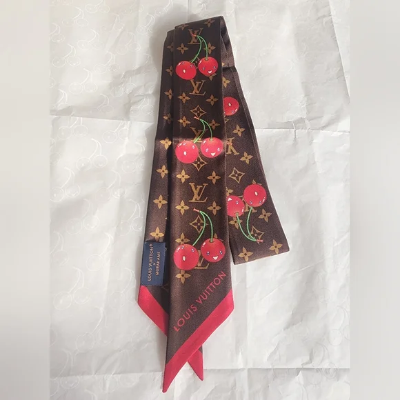 LOUIS VUITTON 2025 LV x TM Murakami Monogram Cerise Cherry Silk Bandeau M96085 - Picture 2 of 7